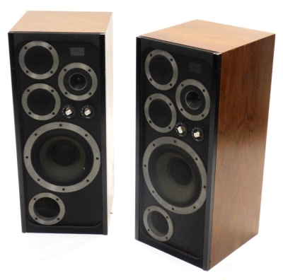 A pair of Wharfedale C E70 speakers, each with two separate dials to the front, (AF), 82cm high, 35cm wide.