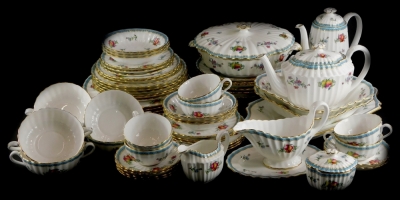 A Spode Trapnell Sprays pattern part dinner and tea service, etc., to include rectangular tray, tureen and cover teapot, sauceboat, etc.