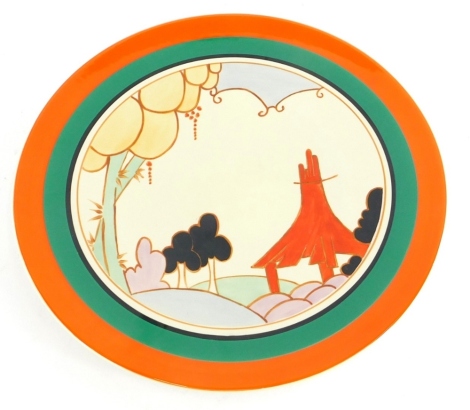 A Royal Staffordshire Clarice Cliff design limited edition plate, number 82 of 500, 34cm diameter.