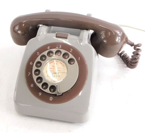 A 1966 vintage GPO 706 two tone grey telephone, with bell on/off button.