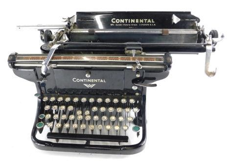 A Continental portable vintage typewriter, lacking case.