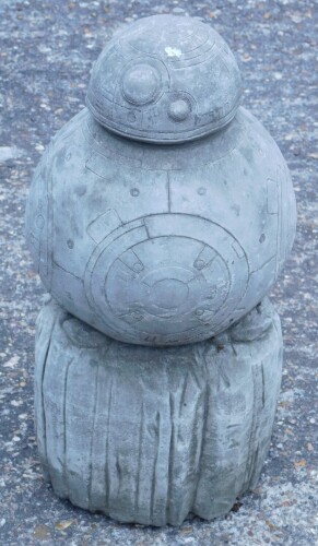 A composition garden ornament, modelled in the form of Star Wars character BB8, 40cm high.