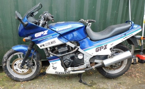 A Kawasaki GPZ500 S motorbike, Registration G36 CRD, having 18276 miles, MOT expired 30/09/11, no V5 present.