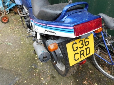 A Kawasaki GPZ500 S motorbike, Registration G36 CRD, having 18276 miles, MOT expired 30/09/11, no V5 present. - 3