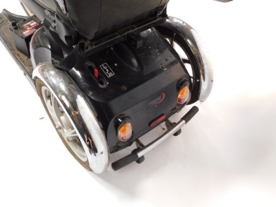 A Sportrider Mobility Scooter, black framed, three wheels, with battery. - 5