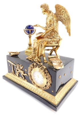 A Franklin Mint Angel of The New Age mantel clock, for the V & A Museum, No MA1057., 22cm wide.