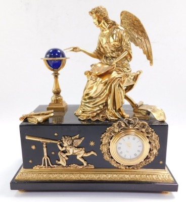 A Franklin Mint Angel of The New Age mantel clock, for the V & A Museum, No MA1057., 22cm wide. - 2