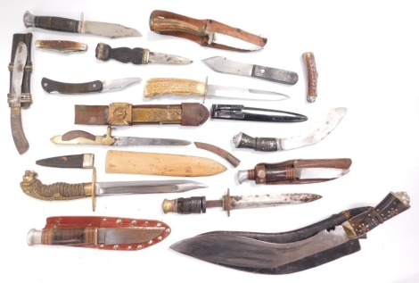 Assorted knives and bayonets, including Kukris. (a quantity)