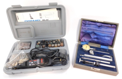 A Dremel multi 395 variable speed rotary tool, boxed with instructions, together with a Capstan No 001 dial test indicator gauge, cased. (2) - 4