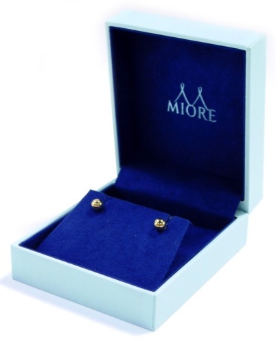 A pair Miore stud earrings, set in yellow metal stamped 18K, 0.43g, boxed with outer sleeve.