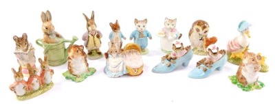 A selection of Beatrix Potter figures by Royal Albert, including The Old Woman That Lived In A Shoe, Hunca Munca, Timmy Willie, etc. (14)