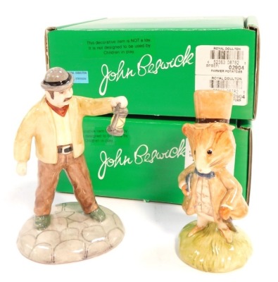 Two Beswick Beatrix Potter figures, modeled as Farmer Potatoes and Amiable Guinea Pig, boxed.