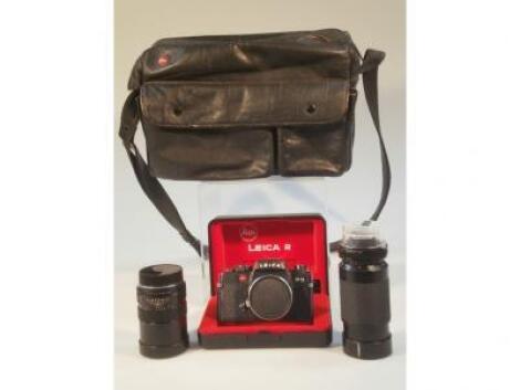 A Leica R5 camera in original case with strap