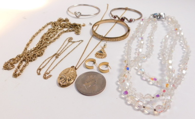 Silver and costume jewellery, including bangles, crystal necklace, earrings and a Commemorative crown. - 5