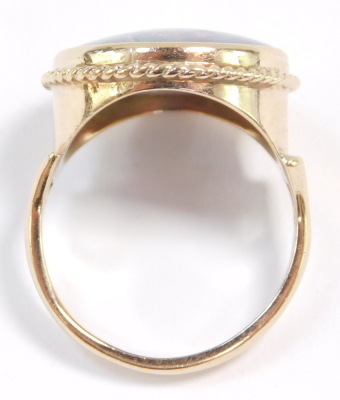 A 9ct gold and opal triplet ring, size M/N, 4.8g. - 3