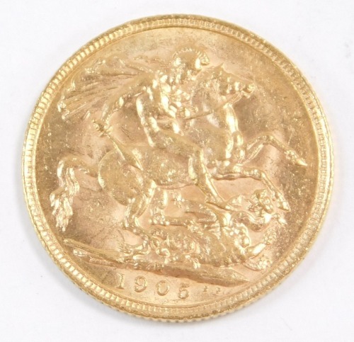 An Edward VII gold sovereign 1905, 8.0g.