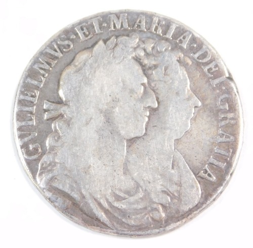 A William & Mary silver half crown 1689.