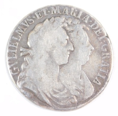 A William & Mary silver half crown 1689.