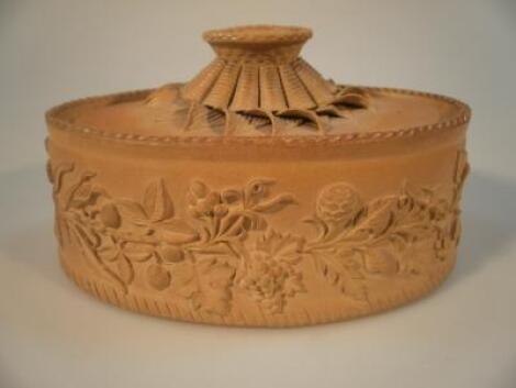A 19thC Wilson caneware oval pie dish and cover