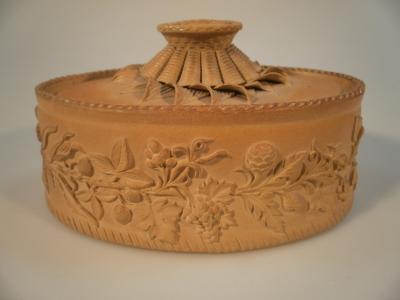 A 19thC Wilson caneware oval pie dish and cover