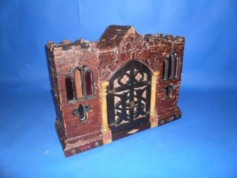 A Victorian model castle sculpted and applied with cork panels