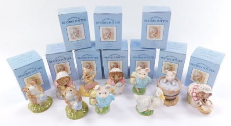 Royal Doulton John Beswick Studios World of Beatrix Potter figures, including Mrs Tiggywinkle, Tiggy Provisions, etc. (10)