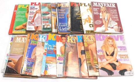 Glamour Magazine, comprising ten Knave and eighteen assorted, including Playboy., Mayfair., and Penthouse.