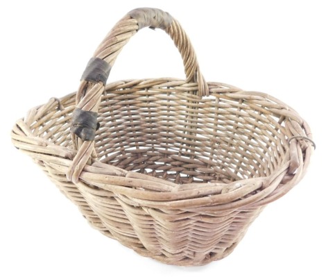 A French rustic wicker and wire based bread basket, 45cm wide.