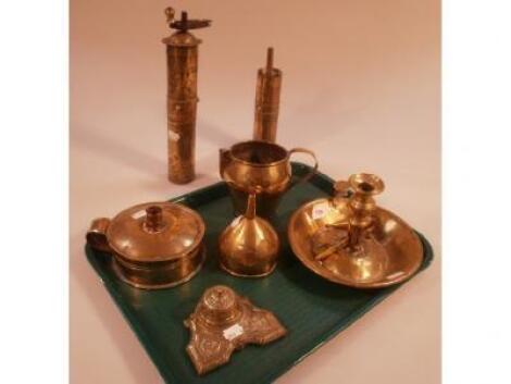 Two brass Turkish coffee grinders