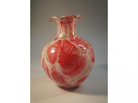 A Murano glass vase decorated in pink