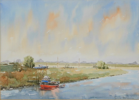 Sonia Bramma (British, 20thC/21stC). Surfleet Seas End, watercolour, signed, 26cm high, 36.5cm wide.