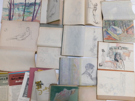 Jolan Williams, Nee Polateschek (Austrian, 1908-1988). artist's sketch books, assorted mediums and subject matters, with exhibition catalogues and other art related items. (a quantity)