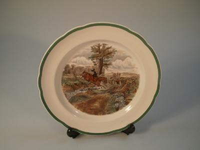 Eight Copeland Spode dinner plates transfer printed with hunting scenes