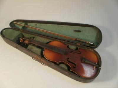 A student violin marked Antontus Stradivarius Chromoma Faciebat Anno 1713