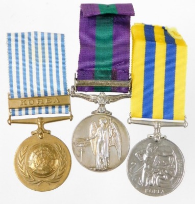 An Elizabeth II General Service medal, with Malaya clasp and a Korea medal, inscribed to T/22771475 DVR C.M. Walker RASC and a United Nations Korea medal. (3)