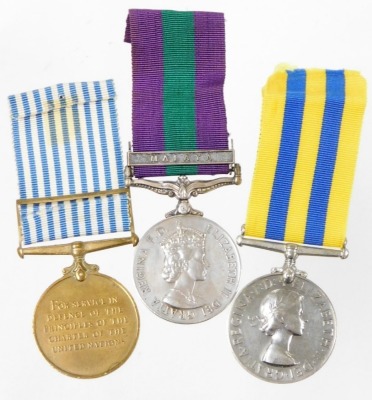 An Elizabeth II General Service medal, with Malaya clasp and a Korea medal, inscribed to T/22771475 DVR C.M. Walker RASC and a United Nations Korea medal. (3) - 2