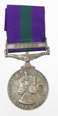 An Elizabeth II General Service medal (1962) with Cyprus clasp, inscribed to 23371324 GNE M.S.A Head, R.A.