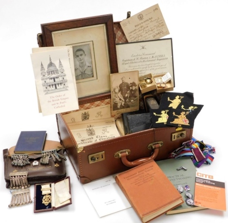 A group of military memorabilia, to include a black and white photograph of a naval officer, certificate of F Pearce of the First Norfolk Regiment, Royal Electrical and Mechanical Engineers, Soldiers illustrated Bible, Holy Bible, standing orders first BN