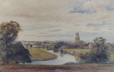 J.M. Heathcote (Snr). Town scene of Fotheringhay 1852, limited release print with two additional signatures for David Pleat and John Major, 32cm x 51cm, framed and glazed.