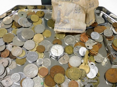 Various coins, low denomination, world used coins, various to include Ireland, etc. (1 tin) - 2