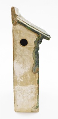 A Chinese Tang style slab pottery model of a house front, with green glaze, probably of the period, 41cm high, 26.5cm wide. - 11