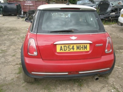 A Mini Cooper, registration AD54 MHM, 105,665 miles. Vehicle has been started and run around the yard. Sold as seen, no V5. - 3