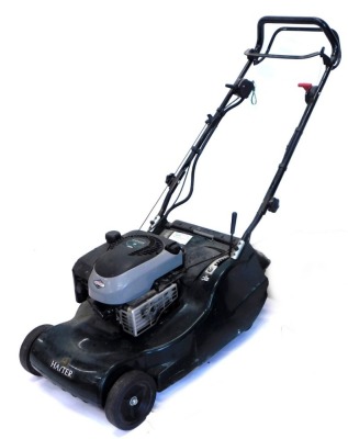 A Hayter Harrier 48 petrol lawn mower, with auto drive system, etc.