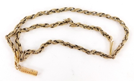 A weave design neck chain, with hammered twist design links, yellow metal stamped 9ct, 41cm long, 14.4g.