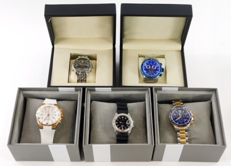 Five Oceanaut gentleman's wristwatches, including stainless steel with rubber straps, driving style watches, etc. (5)