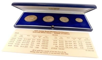 A 1972 Jersey Royal Wedding Anniversary coin set.