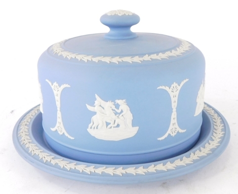 A Wedgwood pale blue Jasper ware cheese dome and cover, 22cm diameter.