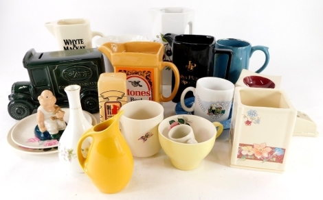 A quantity of Wade items, to include a membership figure for 1997-98, a Wade van shaped money box, various pub related jugs, etc.