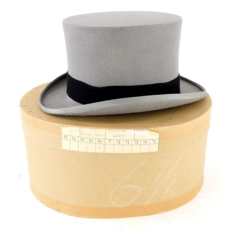 A Christy's of London grey bowler hat, size 6 7/8, in original box.