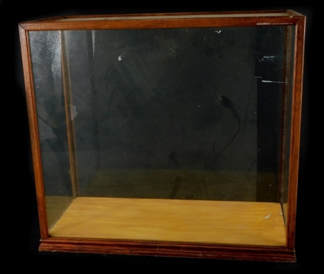 A mahogany and glazed display case, 38cm high, 41cm wide.